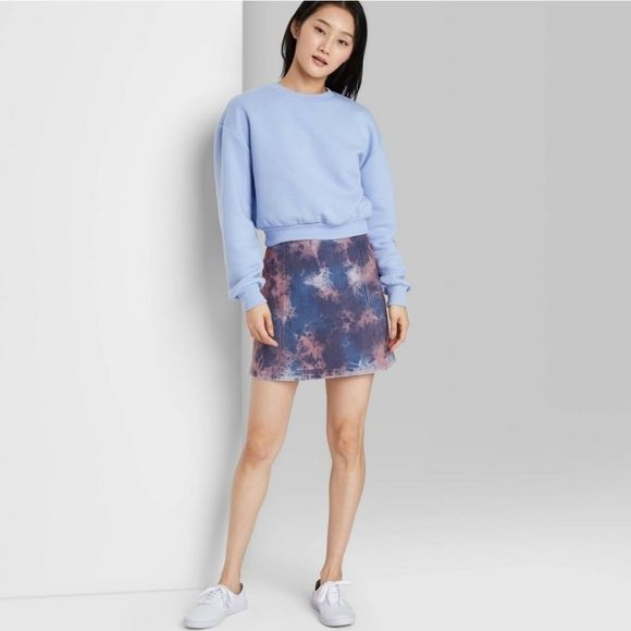 Wild Fable Tie Dye Seamed Denim Jean Skirt - Picture 9 of 9